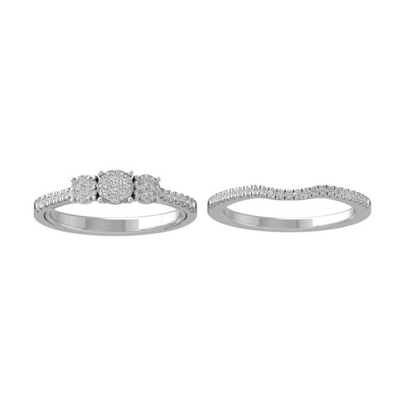 ARAIYA FINE JEWELRY 14K White Gold Round Cluster Diamond Engagement Ring (3/8 cttw, I-J Color, I2-I3 Clarity), Size 8