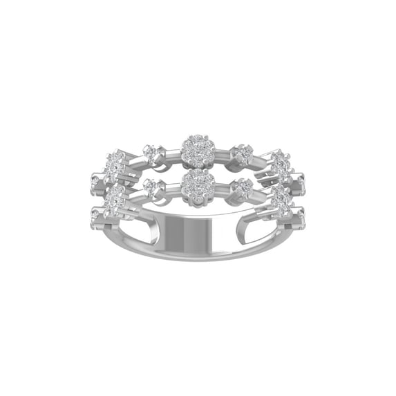 ARAIYA FINE JEWELRY 14K White Gold Round Cluster Diamond Engagement Ring (3/8 cttw, I-J Color, I2-I3 Clarity), Size 9.5
