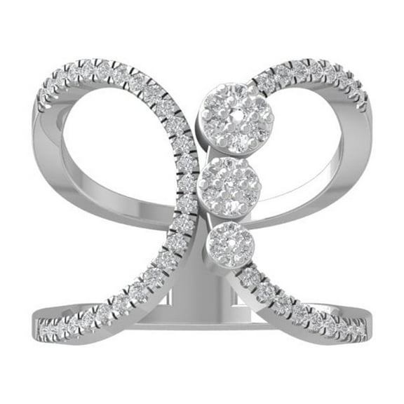 ARAIYA FINE JEWELRY 14K White Gold Round Cluster Diamond Engagement Ring (3/8 cttw, I2-I3 Clarity, I-J Color) Size 6.5