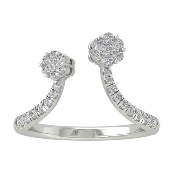 ARAIYA FINE JEWELRY 14K White Gold Round Cluster Diamond Engagement Ring (3/8 cttw, I2-I3 Clarity, I-J Color) Size 9