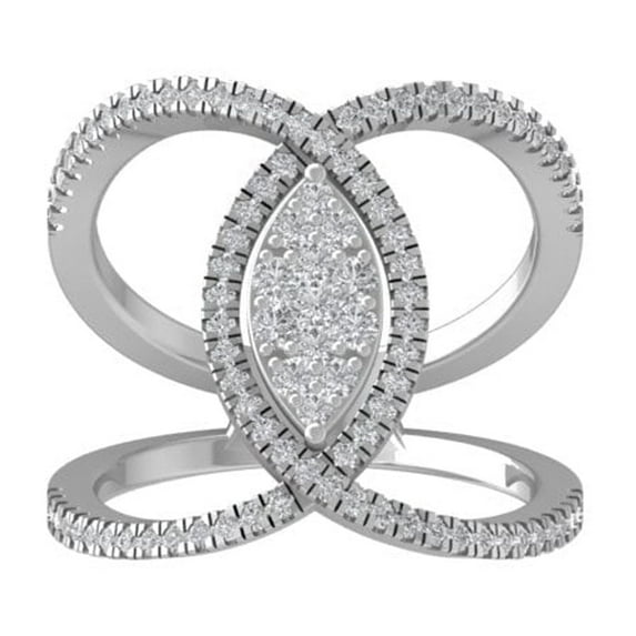 ARAIYA FINE JEWELRY 14K White Gold Round Cluster Diamond Engagement Ring (5/8 cttw, I-J Color, I2-I3 Clarity), Size 9.5