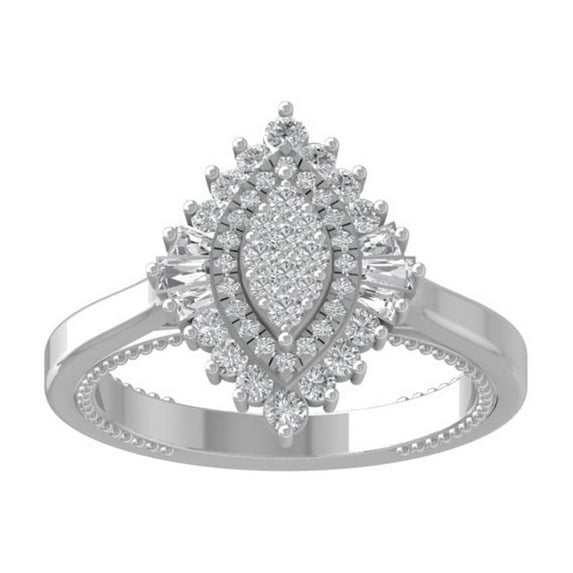 ARAIYA FINE JEWELRY 14K White Gold Round Cluster Diamond Engagement Ring (5/8 cttw, I2-I3 Clarity, I-J Color) Size 5