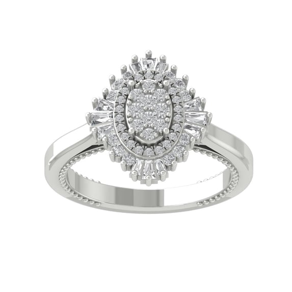 ARAIYA FINE JEWELRY 14K White Gold Round Cluster Diamond Engagement Ring (5/8 cttw, I2-I3 Clarity, I-J Color) Size 7