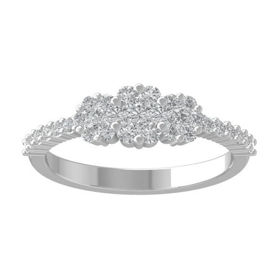ARAIYA FINE JEWELRY 14K White Gold Round Cluster Diamond Engagement Ring (5/8 cttw, I2-I3 Clarity, I-J Color) Size 7