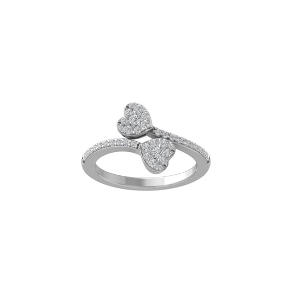 ARAIYA FINE JEWELRY 14K White Gold Round Cluster Diamond Heart Ring (3/8 cttw, I-J Color, I2-I3 Clarity), Size 7.5