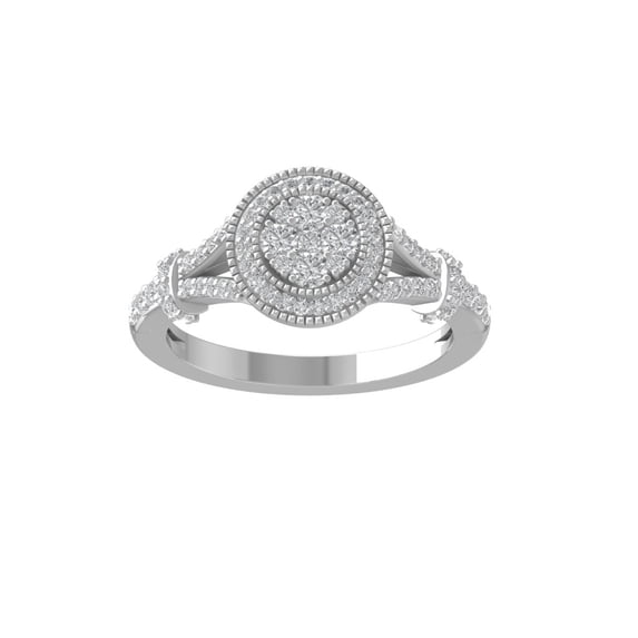 ARAIYA FINE JEWELRY 14K White Gold Round Cluster Lab Grown Diamond Engagement Ring (1/2 cttw, VS Clarity, D-F Color) Size 10