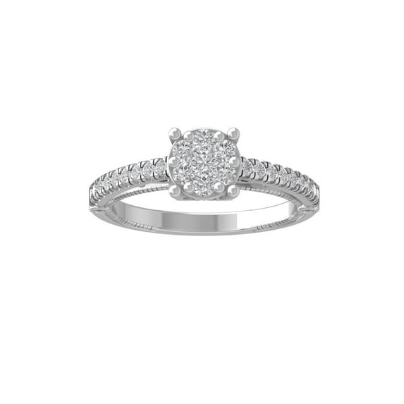 ARAIYA FINE JEWELRY 14K White Gold Round Cluster Lab Grown Diamond Engagement Ring (1/2 cttw, VS Clarity, D-F Color) Size 9