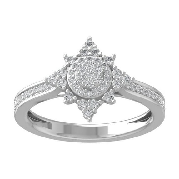 ARAIYA FINE JEWELRY 14K White Gold Round Cluster Lab Grown Diamond Engagement Ring (1/3 cttw, VS Clarity, D-F Color) Size 5