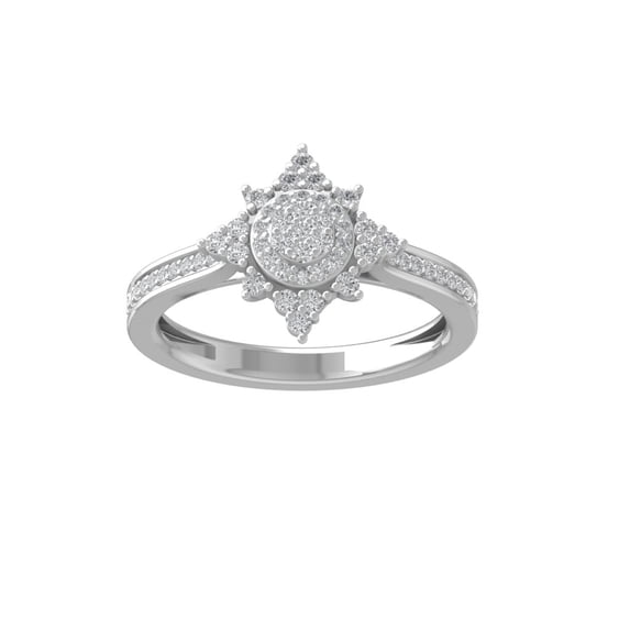 ARAIYA FINE JEWELRY 14K White Gold Round Cluster Lab Grown Diamond Engagement Ring (1/3 cttw, VS Clarity, D-F Color) Size 6.5