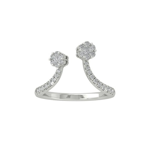 ARAIYA FINE JEWELRY 14K White Gold Round Cluster Lab Grown Diamond Engagement Ring (3/8 cttw, VS Clarity, D-F Color) Size 7.5