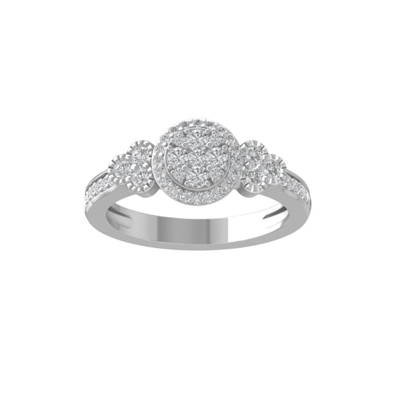 ARAIYA FINE JEWELRY 14K White Gold Round Cluster Lab Grown Diamond Engagement Ring (5/8 cttw, VS Clarity, D-F Color) Size 7