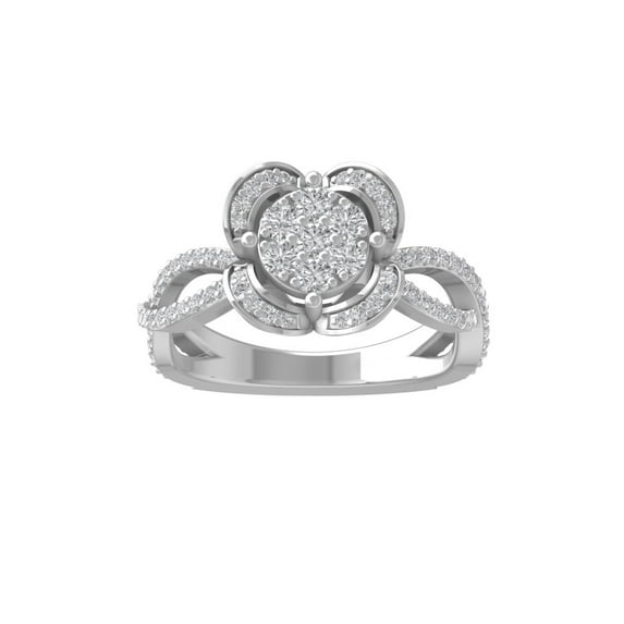 ARAIYA FINE JEWELRY 14K White Gold Round Cluster Lab Grown Diamond Engagement Ring (7/8 cttw, VS Clarity, D-F Color) Size 9