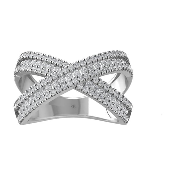 ARAIYA FINE JEWELRY 14K White Gold Round Diamond Band Ring (1 cttw, I2-I3 Clarity, I-J Color) Size 7.5