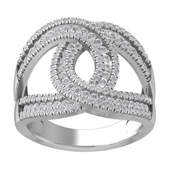 ARAIYA FINE JEWELRY 14K White Gold Round Diamond Band Ring (1 cttw, I2-I3 Clarity, I-J Color) Size 9