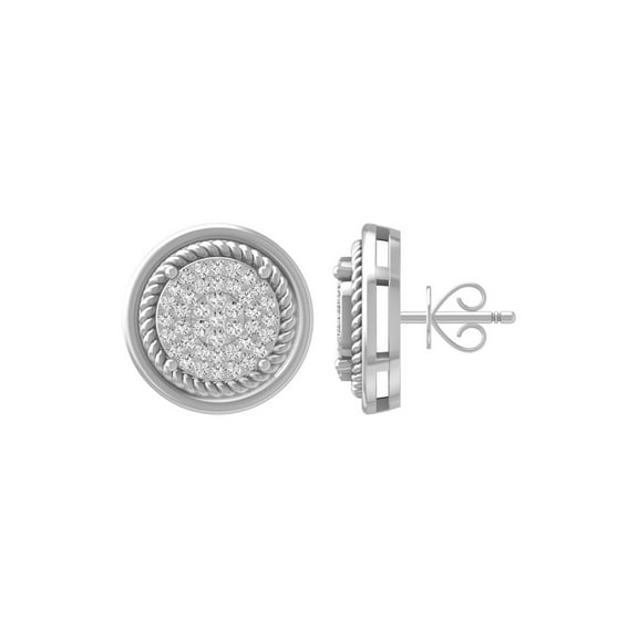 ARAIYA FINE JEWELRY 14K White Gold Round Diamond Cluster Stud Earrings (1/3 cttw, I2-I3 Clarity, I-J Color)