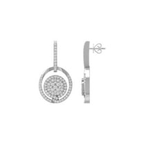 ARAIYA FINE JEWELRY 14K White Gold Round Diamond Cluster Stud Earrings (1 cttw, I2-I3 Clarity, I-J Color)