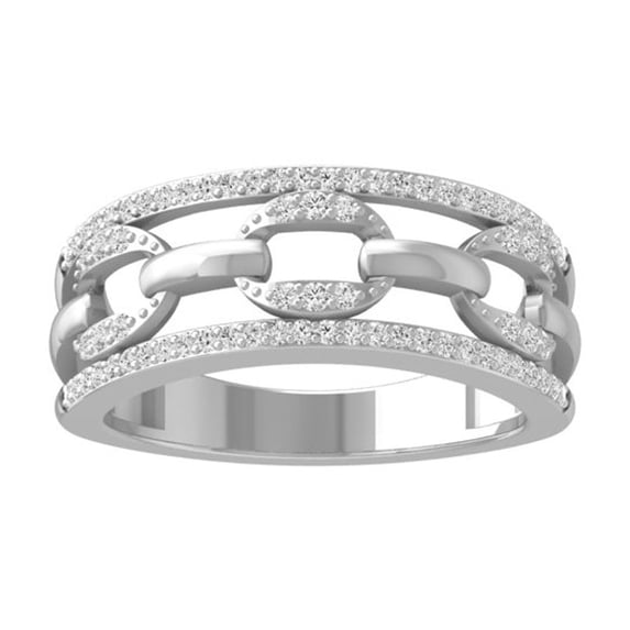 ARAIYA FINE JEWELRY 14K White Gold Round Diamond Fashion Band Ring (1/4 cttw, I2-I3 Clarity, I-J Color) Size 9