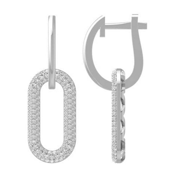 ARAIYA FINE JEWELRY 14K White Gold Round Diamond Hoop Earrings (5/8 cttw, I2-I3 Clarity, I-J Color)