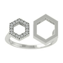 ARAIYA FINE JEWELRY 14K White Gold Round-shape Diamond Bypass Ring (1/10 cttw, I2-I3 Clarity, I-J Color) Size 6.5