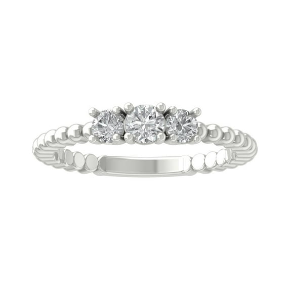 ARAIYA FINE JEWELRY 14K White Gold Round-shape Diamond Three Stone Ring (1/2 cttw, I2-I3 Clarity, I-J Color) Size 6.5