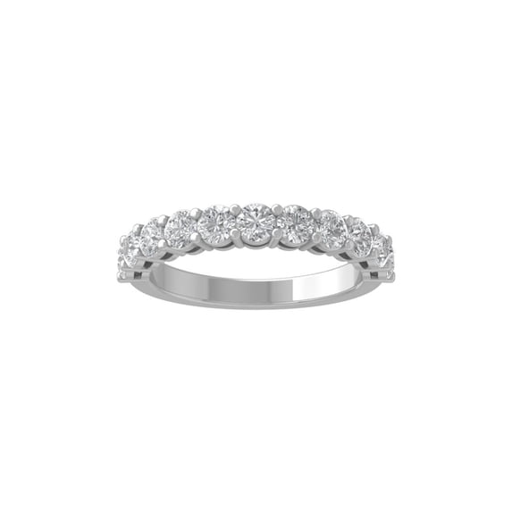 ARAIYA FINE JEWELRY 14K White Gold Round Diamond Wedding Band Ring (1 1/2 cttw, I-J Color, I2-I3 Clarity), Size 6.5