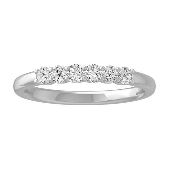 ARAIYA FINE JEWELRY 14K White Gold Round Diamond Wedding Band Ring (1/3 cttw, I2-I3 Clarity, I-J Color) Size 7