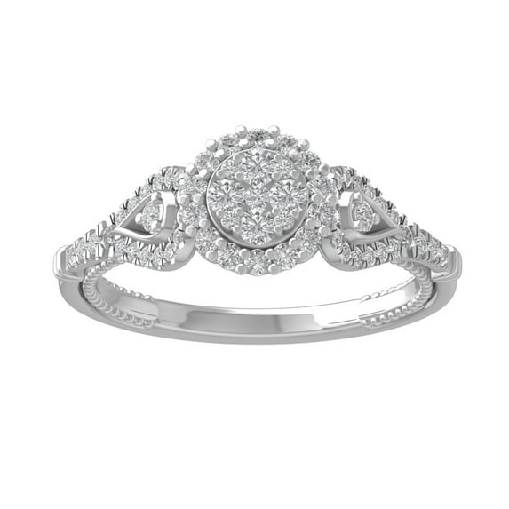 ARAIYA FINE JEWELRY 14K White Gold Round Lab Grown Diamond Engagement Ring (1/2 cttw, VS Clarity, D-E Color) Size 6.5