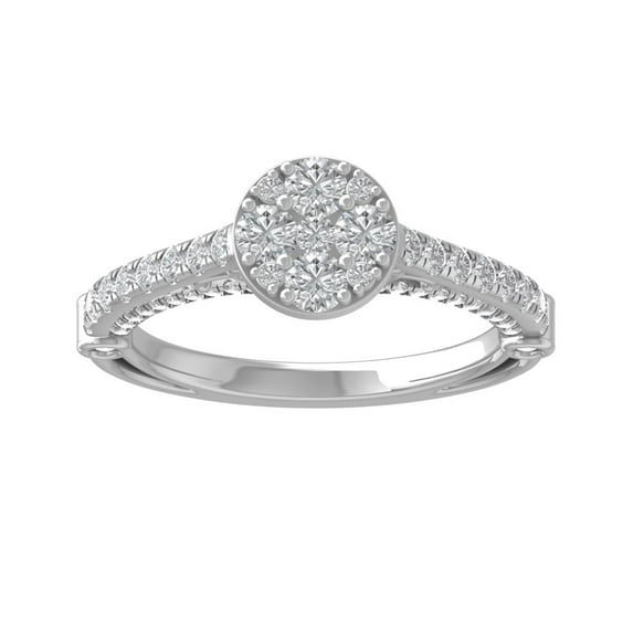ARAIYA FINE JEWELRY 14K White Gold Round Lab Grown Diamond Engagement Ring (1 cttw, VS Clarity, D-E Color) Size 6.5