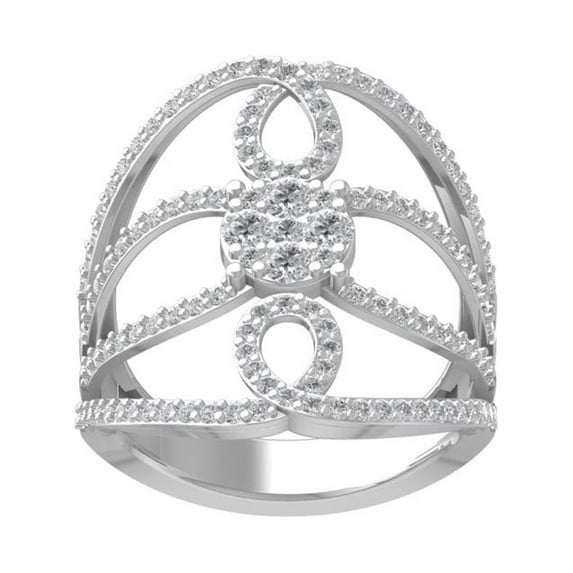 ARAIYA FINE JEWELRY 14K White Gold Round Lab Grown Diamond Halo Cluster Ring (1 cttw, VS Clarity, D-E Color) Size 9.5