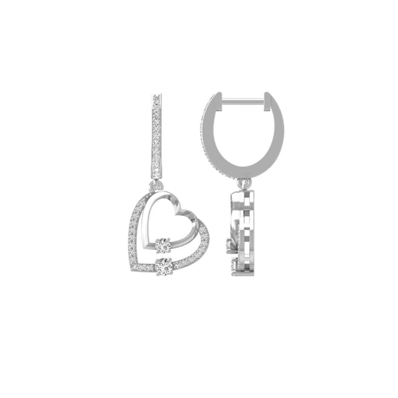 ARAIYA FINE JEWELRY 14K White Gold Round Lab-Grown Diamond Heart Earrings (1/3 cttw, VS1 Clarity, D-E Color)