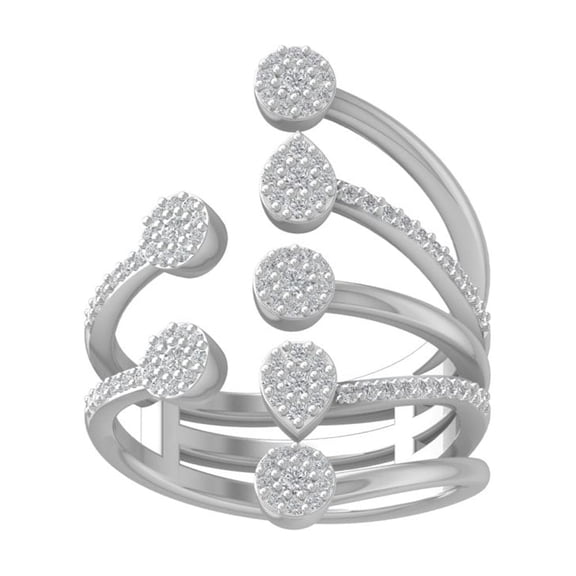 ARAIYA FINE JEWELRY 14K White Gold Round Lab Grown Diamond Open space Band Ring (1/2 cttw, VS Clarity, D-E Color) Size 5.5