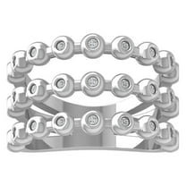 ARAIYA FINE JEWELRY 14K White Gold Round Lab Grown Diamond Three Row Wedding Band Ring (1/4 cttw, VS Clarity, D-E Color) Size 6.5