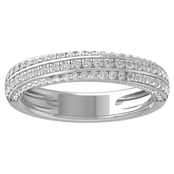 ARAIYA FINE JEWELRY 14K White Gold Round Lab Grown Diamond Wedding Band Ring (1/2 cttw, VS Clarity, D-E Color) Size 5.5