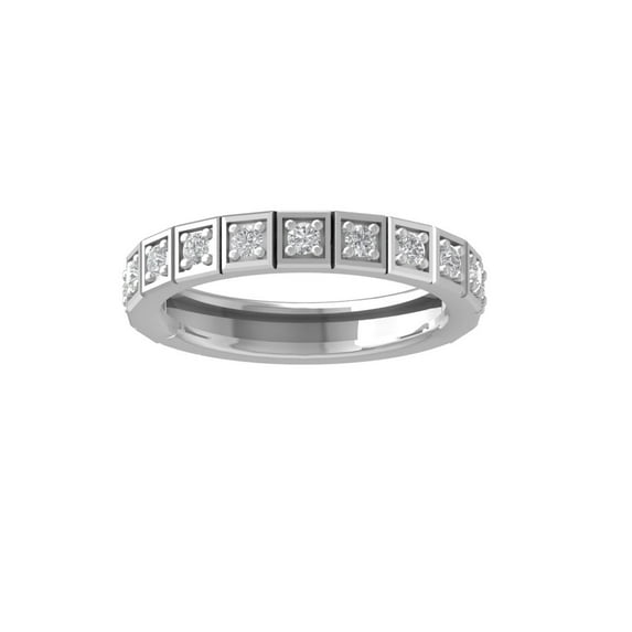 ARAIYA FINE JEWELRY 14K White Gold Round Lab Grown Diamond Wedding Band Ring (1/3 cttw, VS Clarity, D-F Color) Size 7.5