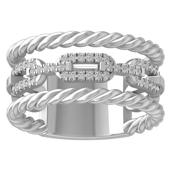 ARAIYA FINE JEWELRY 14K White Gold Round Lab Grown Diamond link Band Ring (1/5 cttw, VS Clarity, D-E Color) Size 10