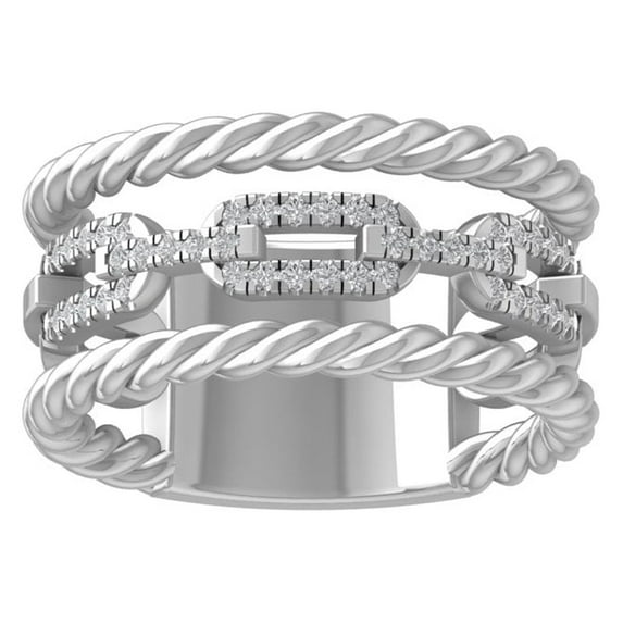 ARAIYA FINE JEWELRY 14K White Gold Round Lab Grown Diamond link Band Ring (1/5 cttw, VS Clarity, D-E Color) Size 9.5