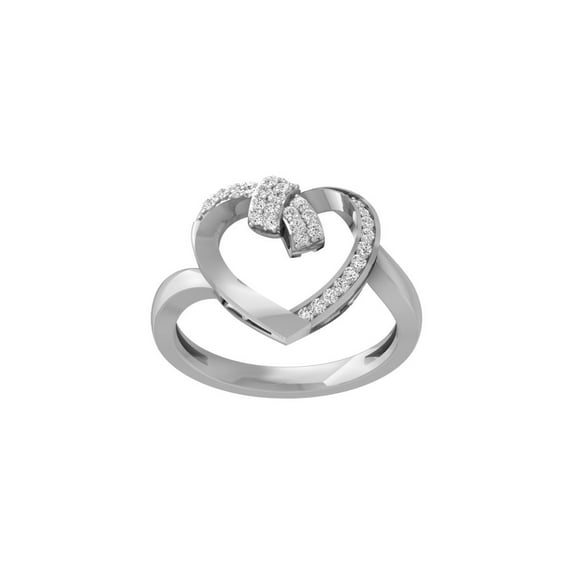 ARAIYA FINE JEWELRY 14K White Gold Round-Shape Diamond Heart Engagement Ring (1/5 Cttw, I-J Color, I2-I3 Clarity) Size 6