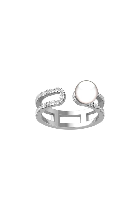 ARAIYA FINE JEWELRY 14K White Gold Round-Shape Lab Grown Diamond Fashion Open Band Ring (1/4 Cttw, D-F Color, VS1 Clarity) Size 7