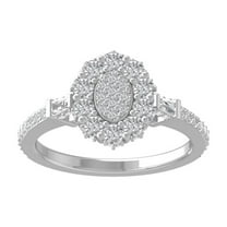 ARAIYA FINE JEWELRY 14K White Gold Round and Baguette shape Diamond Engagement Ring (1 cttw, I2-I3 Clarity, I-J Color) Size 6