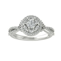 ARAIYA FINE JEWELRY 14K White Gold Round and Marquise shape Lab Grown Diamond Halo Engagement Ring (1 cttw, VS Clarity, D-E Color) Size 8.5