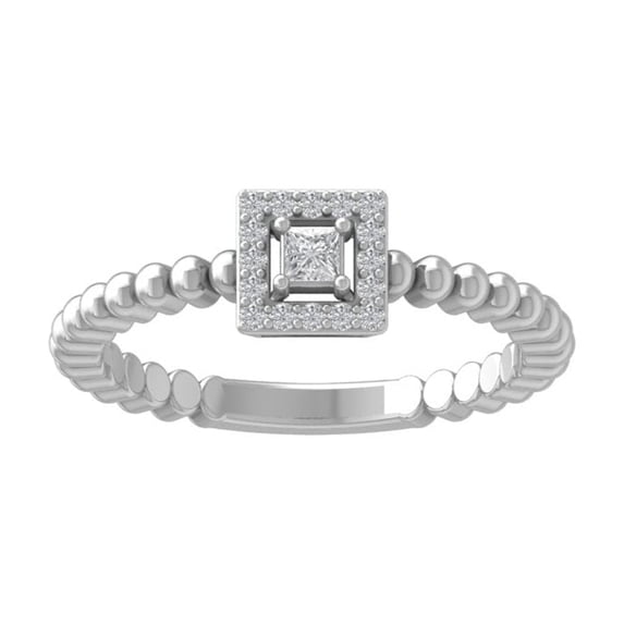 ARAIYA FINE JEWELRY 14K White Gold Round and Princess-shape Diamond Promise Ring (1/6 cttw, I-J Color, I2-I3 Clarity) Size 10