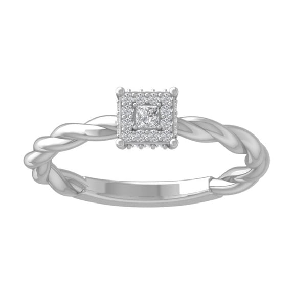ARAIYA FINE JEWELRY 14K White Gold Round and Princess-shape Diamond Promise Ring (1/6 cttw, I2-I3 Clarity, I-J Color) Size 5.5