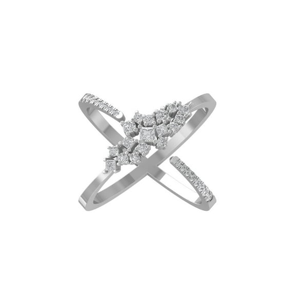ARAIYA FINE JEWELRY 14K White Gold Round and Princess shape Lab Grown Diamond Band Ring (1/2 cttw, VS Clarity, D-F Color) Size 8.5