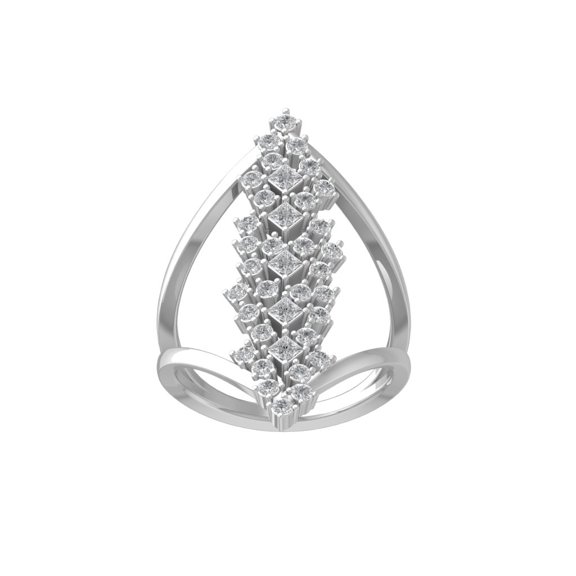 ARAIYA FINE JEWELRY 14K White Gold Round and Princess shape Lab Grown Diamond Band Ring (1 cttw, VS Clarity, D-F Color) Size 7.5