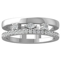 ARAIYA FINE JEWELRY 14K White Gold Round and baguette shape Diamond Fashion Ring (1/3 cttw, I2-I3 Clarity, I-J Color) Size 6.5