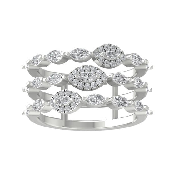 ARAIYA FINE JEWELRY 14K White Gold Round and marquise-shape Diamond Fashion Ring (1 1/4 cttw, I2-I3 Clarity, I-J Color) Size 5