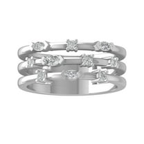 ARAIYA FINE JEWELRY 14K White Gold Round and marquise-shape Diamond Fashion Ring (1/3 cttw, I2-I3 Clarity, I-J Color) Size 7