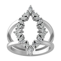 ARAIYA FINE JEWELRY 14K White Gold Round and marquise-shape Diamond Fashion Wedding Band Ring (7/8 cttw, I-J Color, I1 Clarity) Size 9