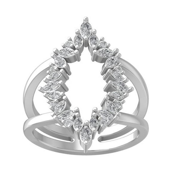 ARAIYA FINE JEWELRY 14K White Gold Round and marquise-shape Lab Grown Diamond Fashion Ring (3/4 cttw, VS Clarity, D-F Color) Size 10
