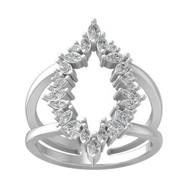 ARAIYA FINE JEWELRY 14K White Gold Round and marquise-shape Lab Grown Diamond Fashion Ring (3/4 cttw, VS Clarity, D-F Color) Size 7.5
